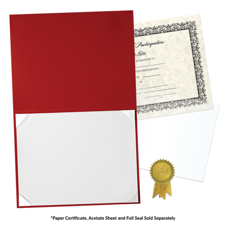 8 1/2 x 11 Leatherette Certificate Holder Red