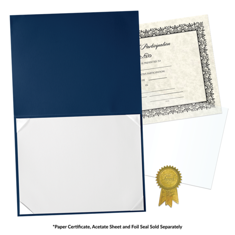 Blank 8 1/2 x 11 Leatherette Certificate HolderRoyal Blue