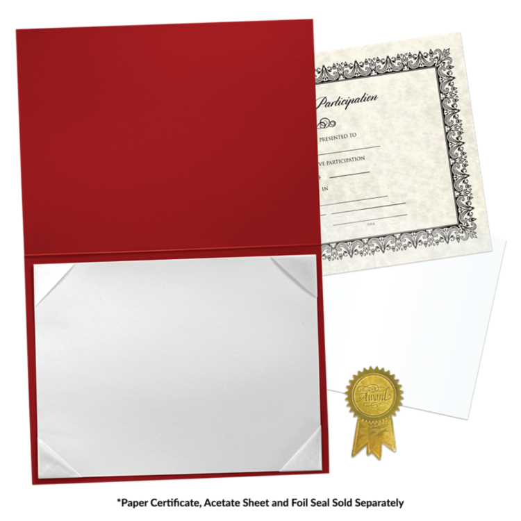 6 x 8 Leatherette Certificate Holder Red