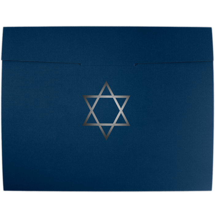 9 1/2 x 12 Certificate Holder Nautical Blue Linen w/ Silver Foil