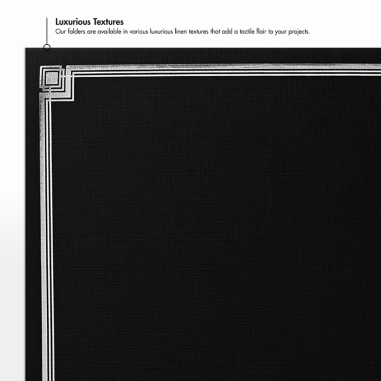 9 1/2 x 12 Certificate Holder Black Linen w/ Silver Foil