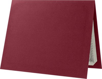 Certificate Holders in Burgundy Linen measure 9 1/2 x 12 and are constructed to hold 8 1/2" x 11" size award certificates or documents. Inserts are kept in place by a die-cut slit in each of the four corners inside of the certificate holder. Made from thick, durable 100lb. cover stock in a deep, classic red color with a elegant linen texture. A professional, classic way to show off all awards and certificates in both landscape and portrait orientation.