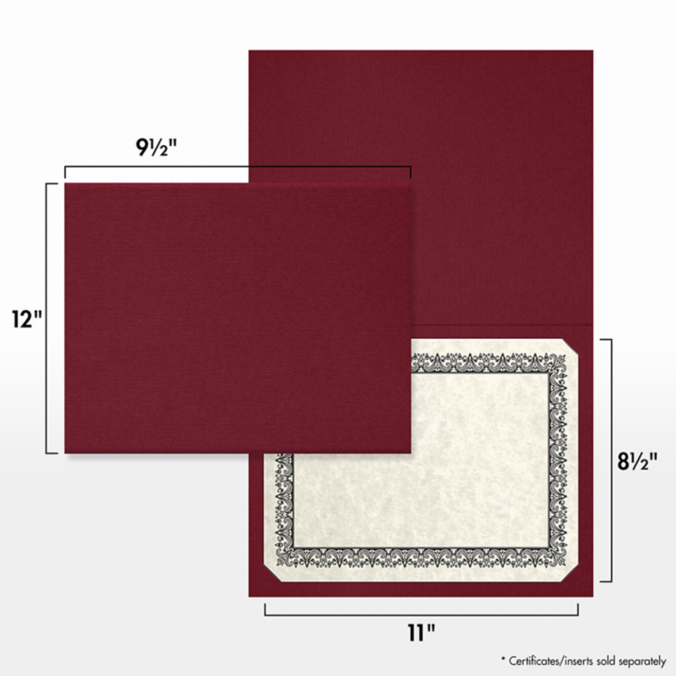 9 1/2 x 12 Certificate Holder Burgundy Linen