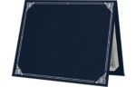 9 1/2 x 12 Certificate Holder Nautical Blue Linen - Silver Foil Floral Border