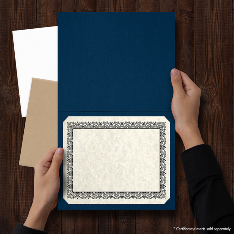 Blank 9 1/2 x 12 Certificate HolderNautical Blue Linen