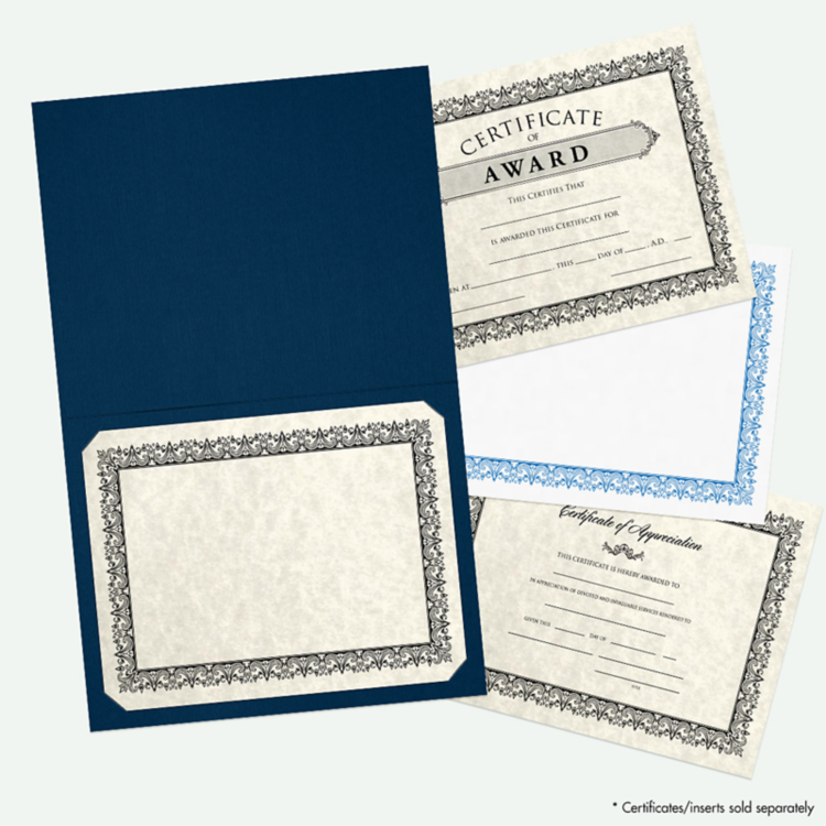 9 1/2 x 12 Certificate Holder Nautical Blue Linen