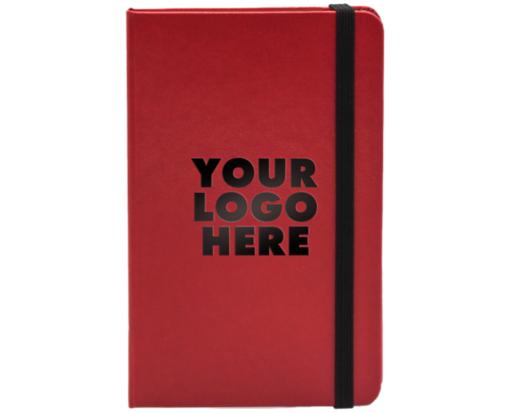 3 3/4 x 5 5/8 Hardcover Notebook w/Elastic Closure (Black Foil) Red w/ Black Foil