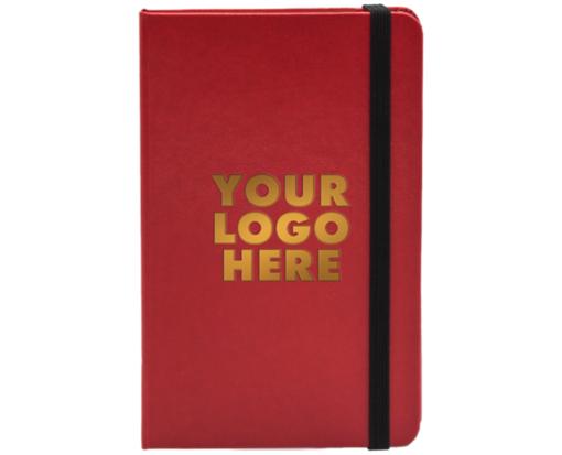3 3/4 x 5 5/8 Hardcover Notebook w/Elastic Closure (Gold Foil) Red w/ Gold Foil