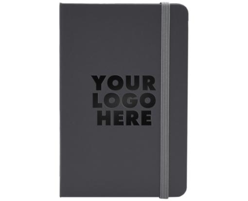4 x 6 Hardcover Notebook w/Elastic Closure (Black Foil) Gray w/ Black Foil