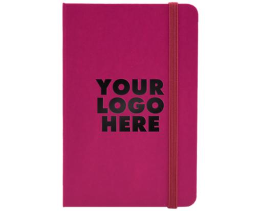 4 x 6 Hardcover Notebook w/Elastic Closure (Black Foil) Pink Berry w/ Black Foil