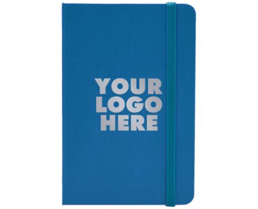 4 x 6 Hardcover Notebook w/Elastic Closure Caribbean Blue w/ Silver Foil