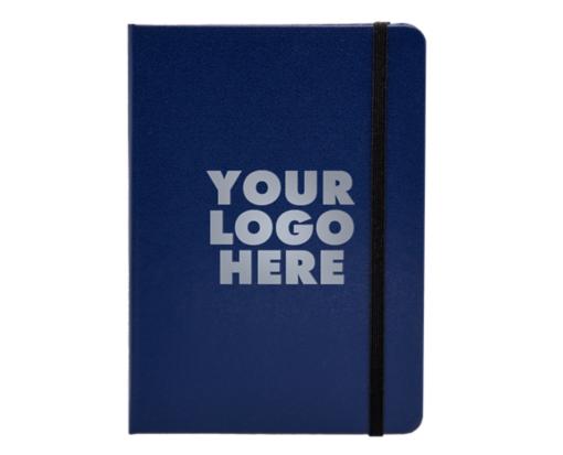 5 x 7 Hardcover Notebook w/Elastic Closure (Silver Foil) Blue w/ Silver Foil