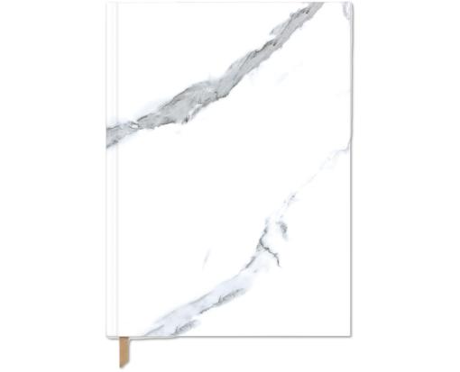 5 3/4 x 8 1/8 Soft Touch Hardcover Journal w/Pocket White Marbled