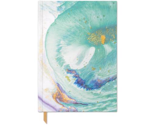 5 3/4 x 8 1/8 Soft Touch Hardcover Journal w/Pocket Teal Marbled