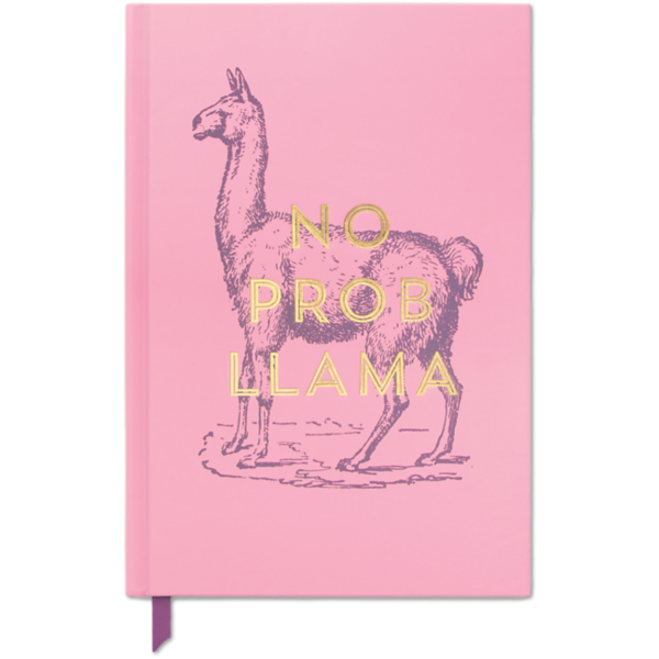 5 1/8 x 8 1/4 Soft Touch Hardcover Journal Llama "No Prob Llama"