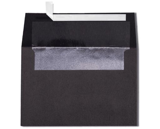 A4 Foil Lined Invitation Envelope (4 1/4 x 6 1/4) Black w/Silver LUX Lining