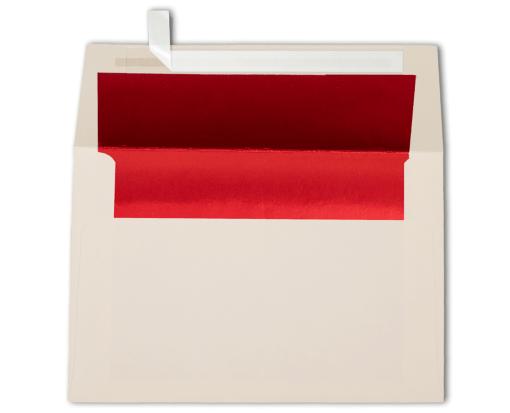 A4 Foil Lined Invitation Envelope (4 1/4 x 6 1/4) Natural w/Red LUX Lining