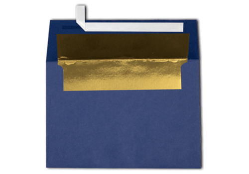 Foil Lined Invitation Envelopes 4 1 4 X 6 1 4 Navy W Gold Lux Lining