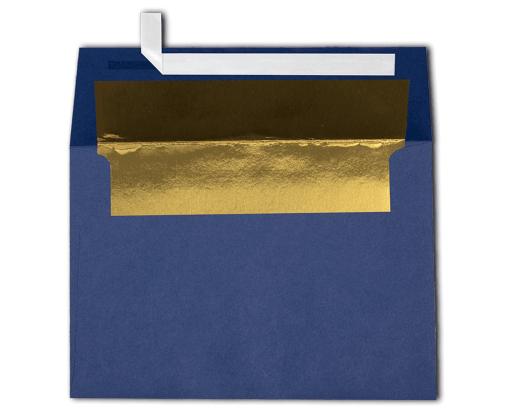 A4 Foil Lined Invitation Envelope (4 1/4 x 6 1/4) Navy w/Gold LUX Lining
