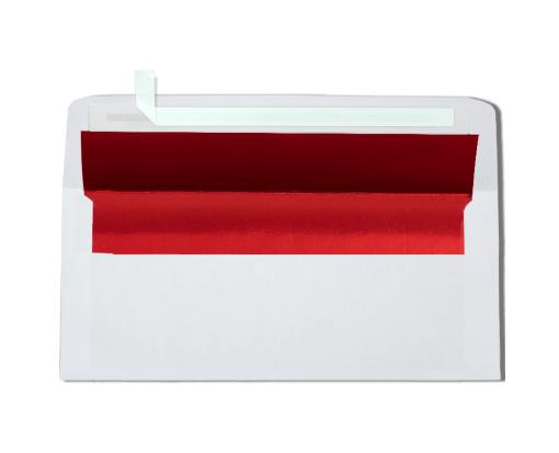 #10 Foil Lined Square Flap Envelope (4 1/8 x 9 1/2) White w/Red LUX Lining