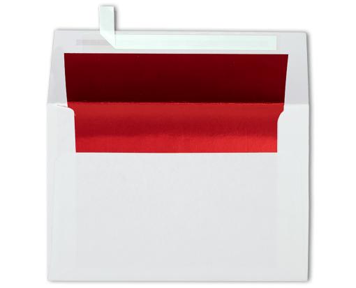A4 Foil Lined Invitation Envelope (4 1/4 x 6 1/4) White w/Red LUX Lining