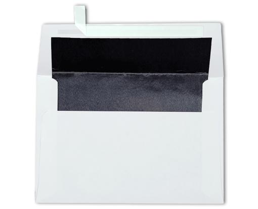 A4 Foil Lined Invitation Envelope (4 1/4 x 6 1/4) White w/Black LUX Lining