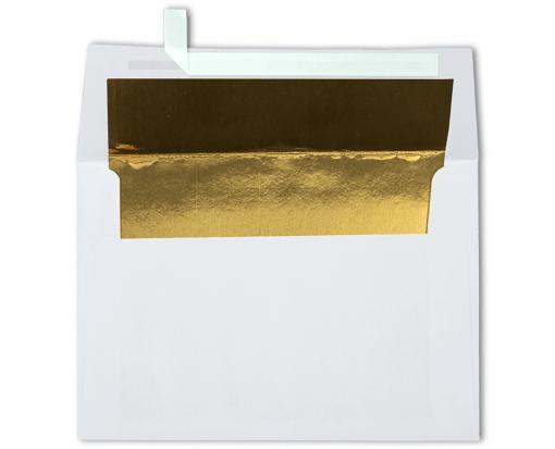 A4 Foil Lined Invitation Envelope (4 1/4 x 6 1/4) White w/Gold LUX Lining