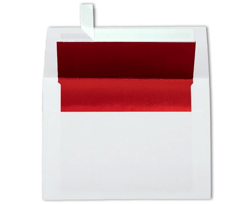 A6 Foil Lined Invitation Envelope (4 3/4 x 6 1/2) White w/Red LUX Lining