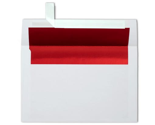 A9 Foil Lined Invitation Envelope (5 3/4 x 8 3/4) White w/Red LUX Lining