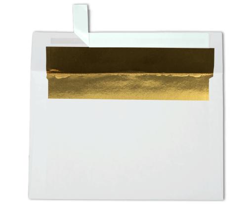A9 Foil Lined Invitation Envelope (5 3/4 x 8 3/4) White w/Gold LUX Lining