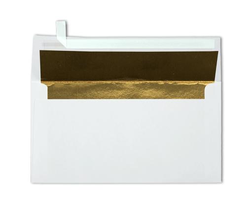 Photo Greeting Foil Lined Invitation Envelope (4 3/8 x 8 1/4) White w/Gold LUX Lining
