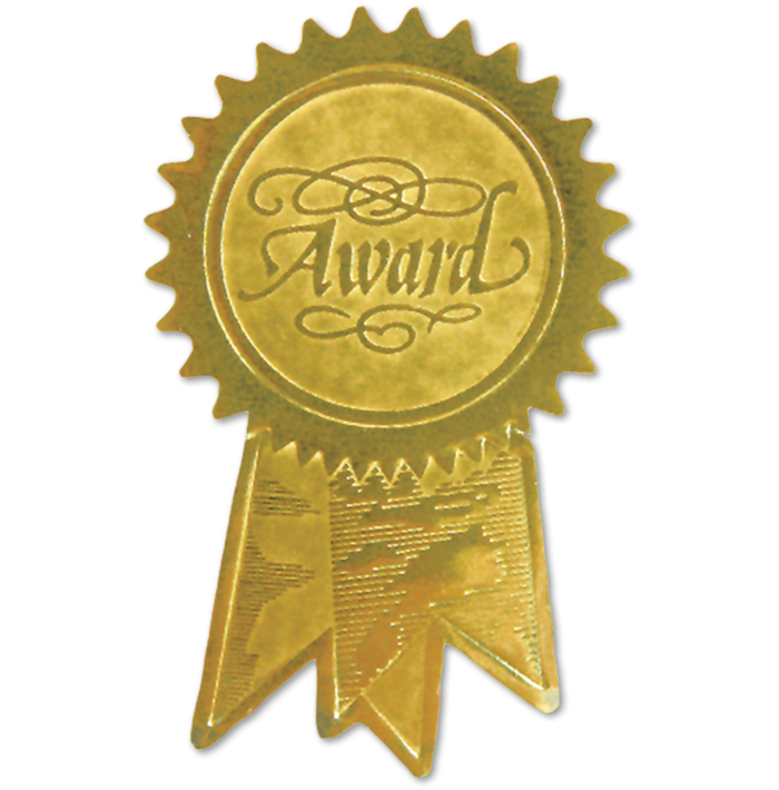 Blank Embossed Foil Seal (1 1/4 x 2)Gold Award Ribbon