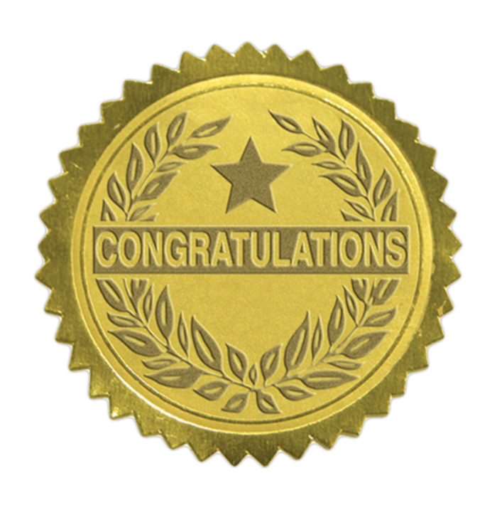 Blank Embossed Foil Seal (1 1/2)Gold Congratulations