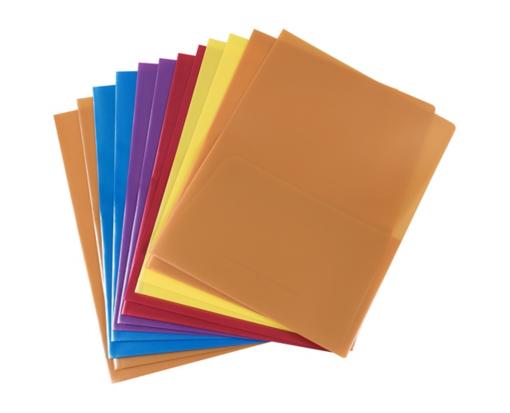 Two Pocket Regular Weight Plastic Presentation Folders (Pack of 12) Assorted