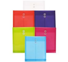 9 3/4 x 11 3/4 Plastic Envelopes with Button & String Tie Closure - Letter Open End - (Pack of 6)