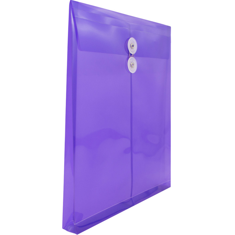 Blank 9 3/4 x 11 3/4 Plastic Envelopes with Button & String Tie Closure -  Letter Open End - (Pack of 12)-Blue