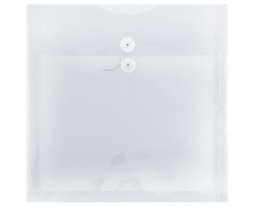 13 x 13 Plastic Envelopes with Button & String Tie Closure (Pack of 12) Clear