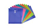 9 3/4 x 11 3/4 Plastic Envelopes with Button & String Tie Closure - Letter Open End - (Pack of 6) Assorted