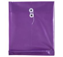 9 3/4 x 11 3/4 Plastic Envelope with Button & String Tie Closure - Letter Open End - (Pack of 12)