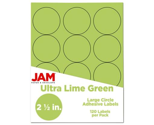 2 1/2 Inch Circle Label (Pack of 120) Ultra Lime Green