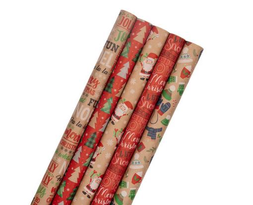 Christmas Wrapping Paper Set (5 Rolls) - (125 sq ft) Kids Kraft Christmas