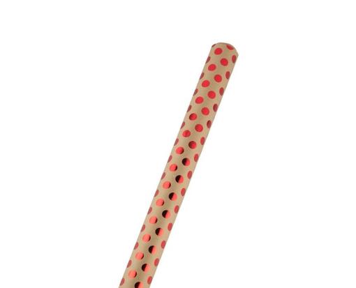 Wrapping Paper Rolls - (25 sq ft) Red Foil Dots Kraft