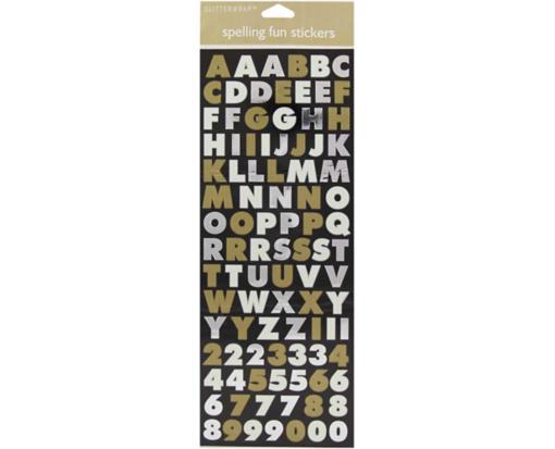 Alphabet Sticker Label (Pack of 96) Silver