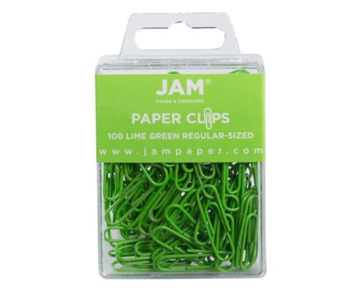 Regular 1 inch Paper Clips (Pack of 100) Lime Green