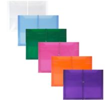 9 3/4 x 13 Plastic Expansion Envelopes with Elastic Band Closure - Letter Booklet - 2.5 Inch Expansion - (Pack of 6)