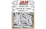 Medium 1 1/8 Inch Wood Clip Clothespins (Pack of 50) White