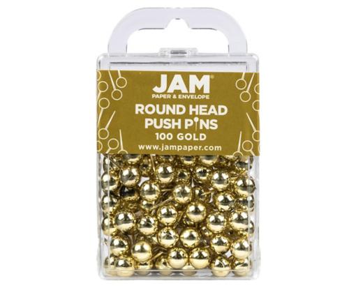 Colorful Round Top Push Pins (Pack of 100) Gold