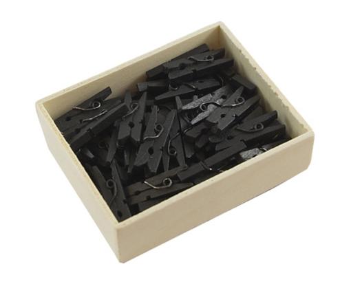 Small 7/8 Inch Wood Clips (Pack of 50) Black