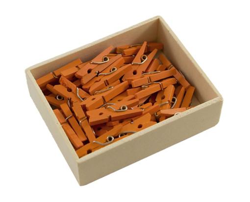 Small 7/8 Inch Wood Clips (Pack of 50) Orange
