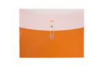 9 3/4 x 13 Plastic Envelopes with Button & String Tie Closure - Letter Booklet - (Pack of 12) Two-Tone Orange